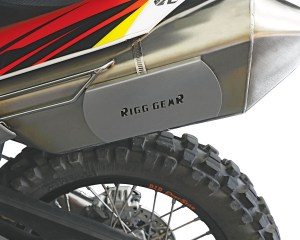 Photo showing RG-HS Exhaust Heat Shield installed on KTM
